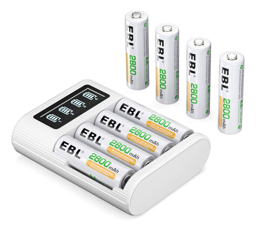 Ebl Baterias Aa Recargables De 2800 Mah (8 Paquetes) Y Carga