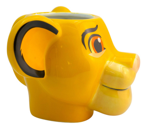 Taza De Cerámica 3d Simba El Rey León Disney 591 Ml Color Amarillo