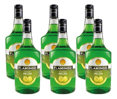 6 Licor De Melon Flamingo 1l
