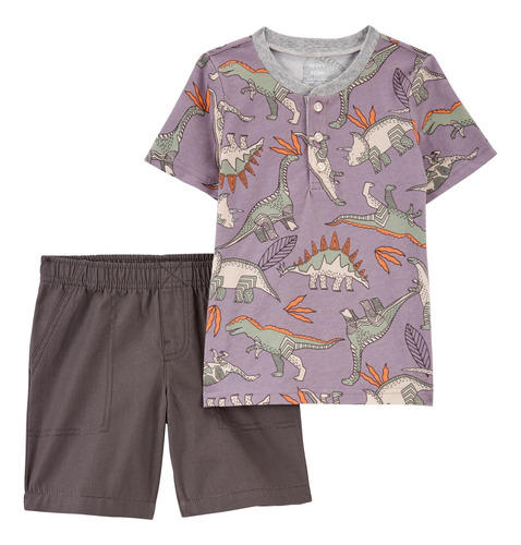 Set 2 Piezas Short Y Remera Henley De Algodón Carters 2p042