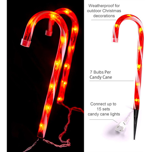 Luces De Bastón De Caramelo De Navidad, Juego De 5 Bastones