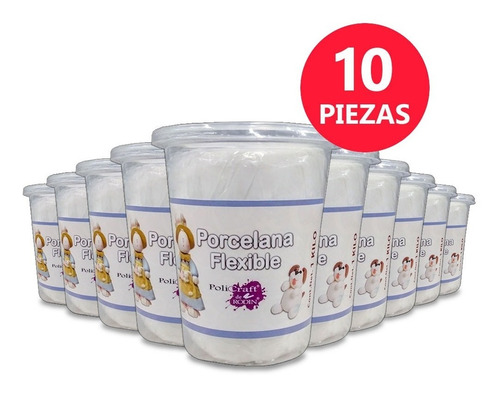 Kit 10 Pasta Francesa Rodin (porcelana Flexible ) De 1 Kg Color Blanco