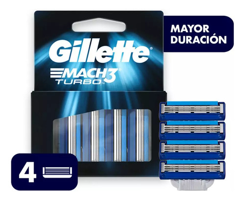 Blíster 4 Cartuchos Gillette Mach3 Turbo 