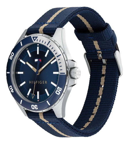 Reloj Tommy Hilfiger Para Hombre De Tela 1792011 Color de la malla Azul Color del bisel Azul Color del fondo Azul