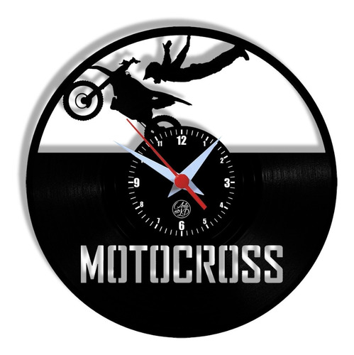 Moto Motocross Relógio Parede Vinil Disco Arte No Lp 