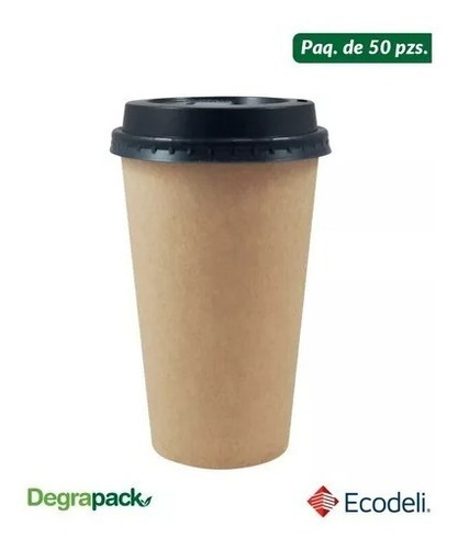Kit 1000pz De Vaso Térmico Biodegradable Con Tapa 600 Ml.