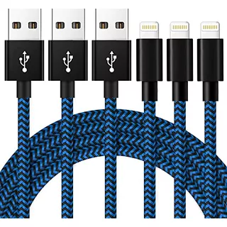 Charger Cable Para iPhone 13/12/11/xs/xr/x/8/7/6/5/iPad Azul