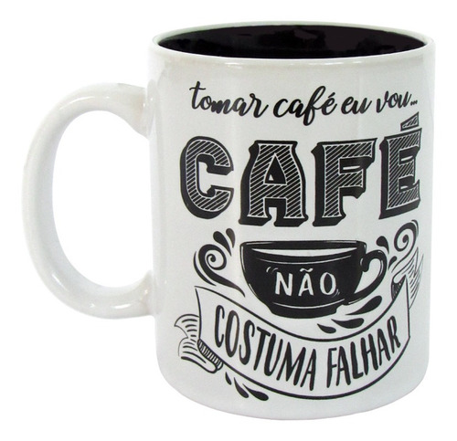 Imagem 1 de 3 de Caneca Porcelana 320 Ml Café Não Costuma Falhar - Urban