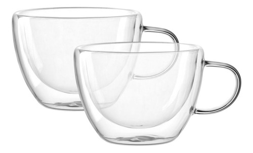 Set X2 Taza Mocca Cafe C/asa Barista Doble Vidrio 290ml