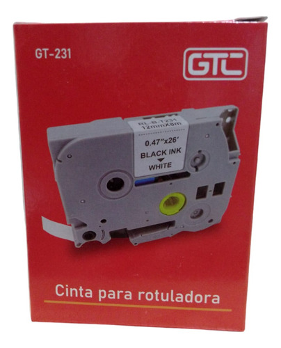 Cinta Alt. Rotuladora P/tze231 Tz231 12mm 8 M Lamin B/n Color Blanco/negro