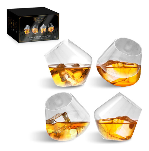 Vasos De Vidrio Para Whisky Inclinados 4pz 325ml 
