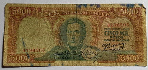 Billete Uruguay 5000 Pesos 1968, 10c, Rotondaro, Bu27