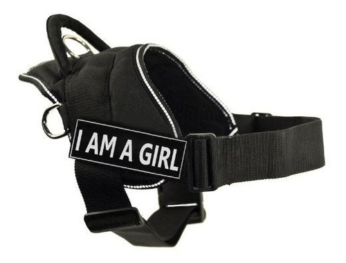 Dt Fun Harness, I Am A Girl, Black With Reflective Trim, Lar