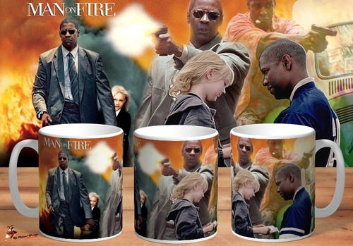 Taza Hombre En Llamas Denzel Washington Conmemorativa 4k Art