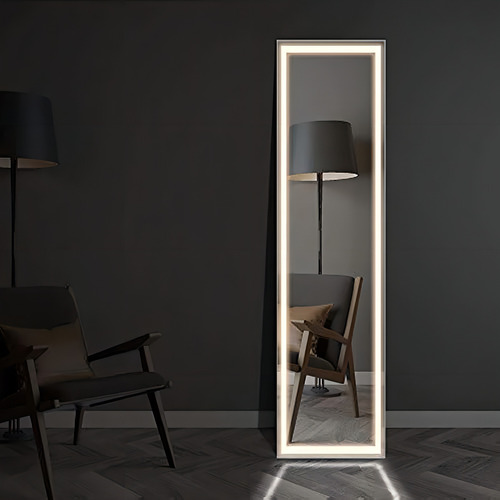 Vlsrka Espejo De Piso De Cuerpo Entero Con Luces Led, Espejo