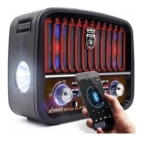 Imagem 8 de 8 de Caixa De Som Retrô Radio Am/fm Usb Antigo Lanterna Bluetooth