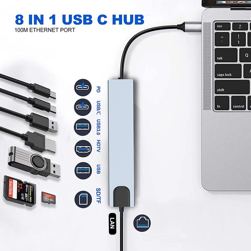 Hub Adaptador 8 En 1 Para Macbook Air Tipo C A Hdmi Us