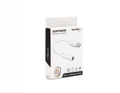 Imagen 2 de 5 de Adaptador Netmak Tipo C Macho A Audio Minip Lug 3.5 Hembra