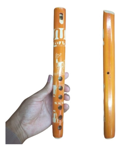 Flauta De Bambu Peruana Colorida Madeira