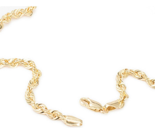 Cadena Collar Torsal 4mm Unisex 55cm Oro Italiano Hueco 10k Color Dorado