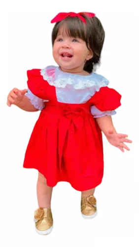 Vestido Xadrez Vermelho Tule Lili + Faixinha de cabelo - JOANINHA BABY