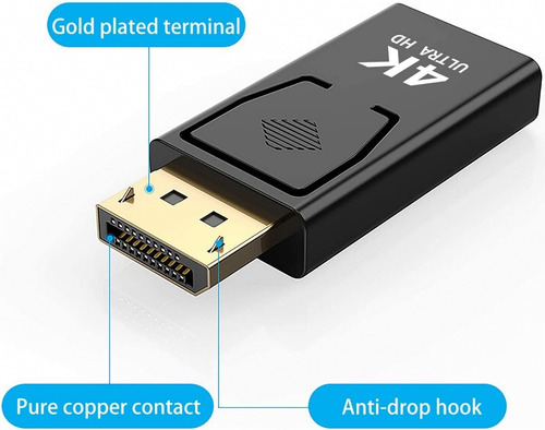 Imagen 2 de 7 de Adaptador Displayport (dp) A Hdmi, 4k Macho A Hembra