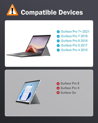 Funda Microsoft Surface Pro 7 Compatible, Teclado Inalámbric