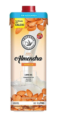 Bebida De Almendras Vainilla S/azúcar - Tratenfu - 1 Lt