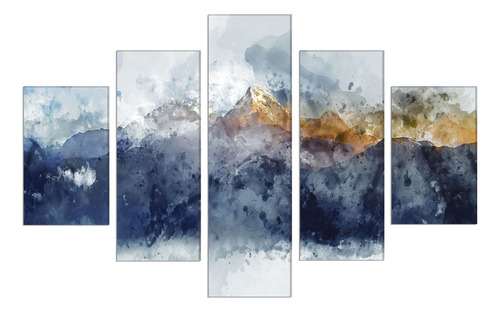 Set De 5 Cuadros Montaña Abstracto 114x185cm