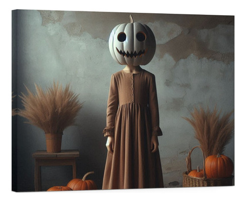Cuadro Decorativo Canvas Vestido De La Niña Calabaza 45x30