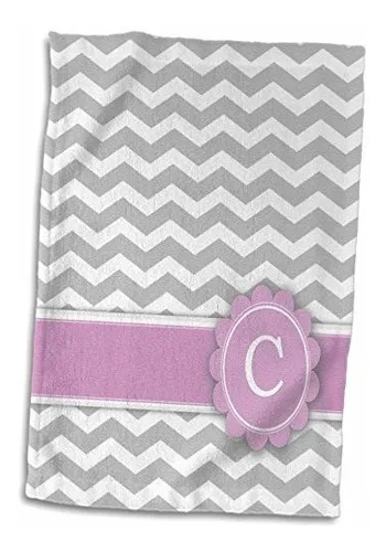 3d Rose Letter C Monogrammed On Grey And White Chevron With
