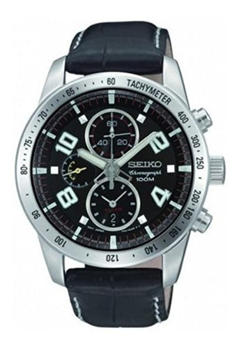 Reloj Seiko Quartz Cronógrafo Hombre Malla De Cuero Snac13