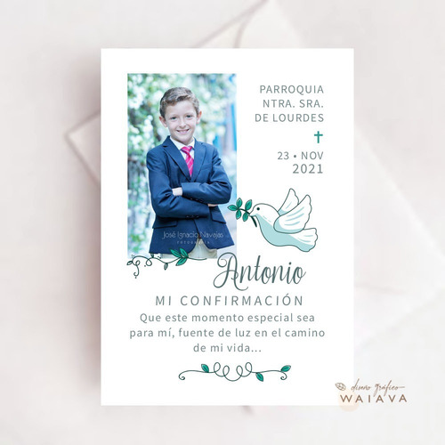 Imagen 5 de 9 de Estampas Primera Comunión Tarjetas Nenes Con Foto X 4u