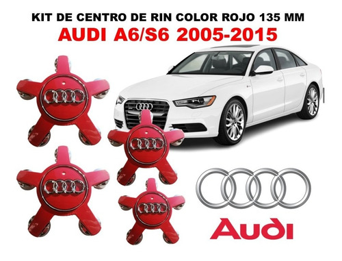 Kit De 4 Centros De Rin Audi A6/s6 2005-2015 135 Mm Rojo