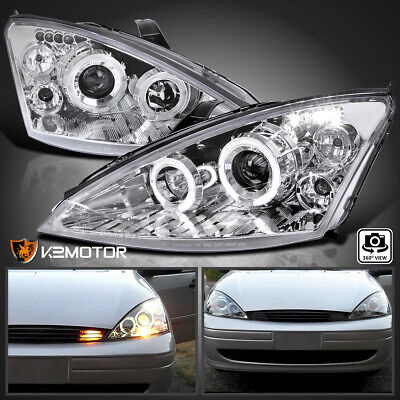 Clear Fits 2000-2004 Ford Focus Led Halo Projector Headlig