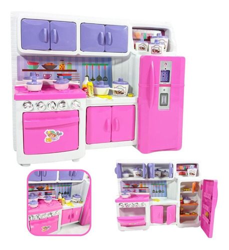 Cozinha De Brinquedo Completa Rosa 44x34x12cm