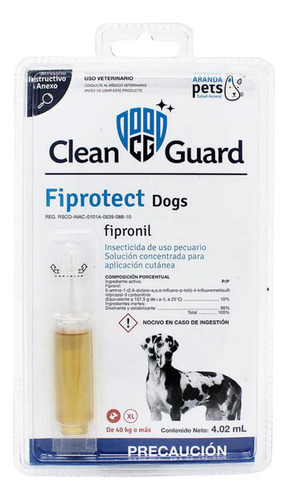 Pipeta Fiprotect Clean Guard 4ml Perro X Grande Mayor A 40kg