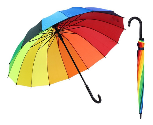 Paraguas 16 Gajos Largo Calidad Diversidad Pride Multicolor 