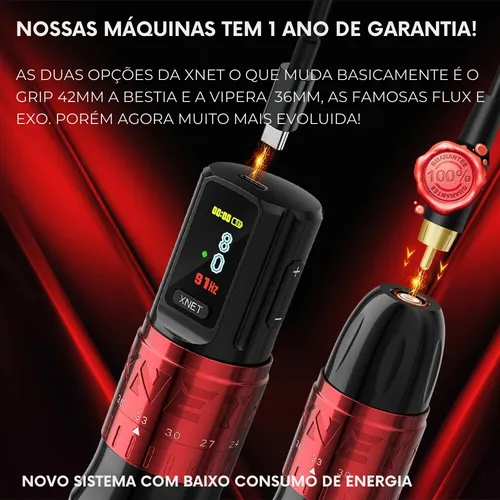 Maquina Tatuagem Xnet Tattoo Pen Motor Japonês 2x Baterias