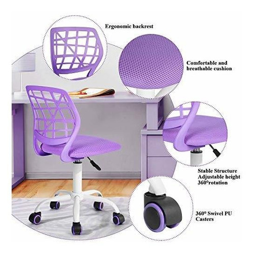 Imagen 7 de 7 de Furniturer Silla De Escritorio Para Adolescentes Niños Niña