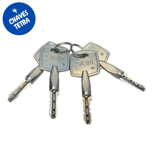 Trava Tetra Stam Fechadura Auxiliar 1004 Roseta Redonda Inox Cor Cromado