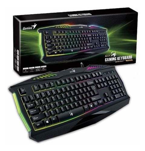 Teclado gamer Genius GX Gaming Scorpion K220 QWERTY español color negro con luz de 7 colores