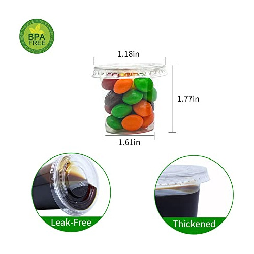Vaso Desechable De Plástico De 1 Onza Salsas Tapas, Mi...