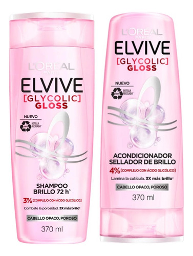 Pack Elvive Glycolic Gloss Shampoo + Acondicionador