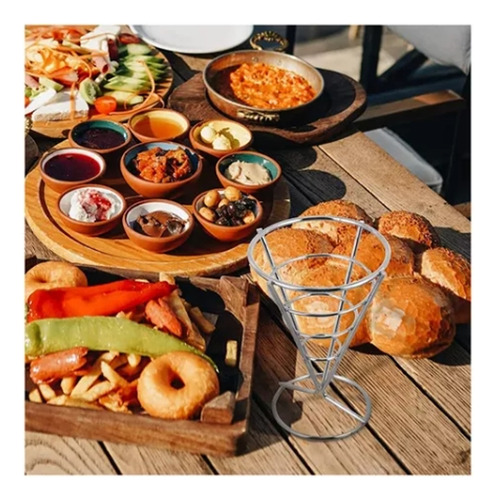 Cono Para Patatas Fritas Y Aperitivos Acero Inoxidable 2pc