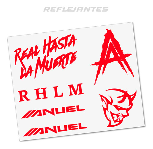 Calcomania Anuel Real Hasta La Muerte Vinil Reflectivo 6 Pz