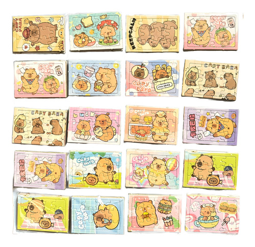 Capibara Mini Puzzle Sorpresa Cumpleaños Pack 20 Set (100 U)
