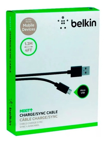 Imagen 1 de 4 de Cable Belkin Usb A Micro-usb Antienredos 1.2m Original