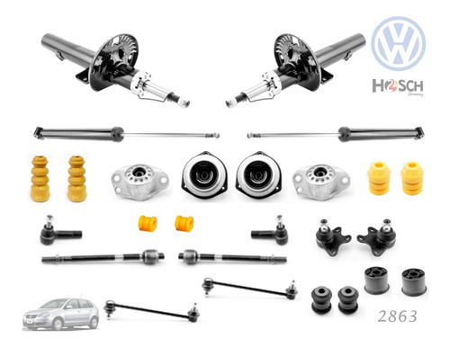 Kit Amortiguadores Bieletas Rotulas Bases Bujes Vw Polo Lupo