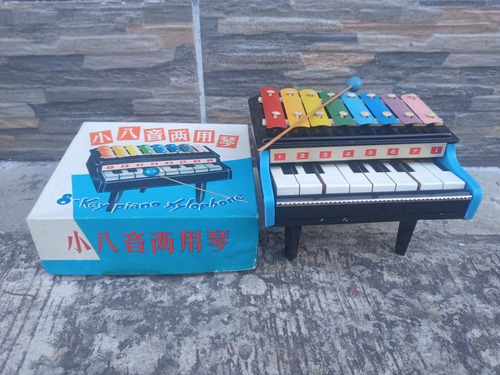 Antiguo Juguete Piano Xilofon 8 Teclas Chapa China 1960 